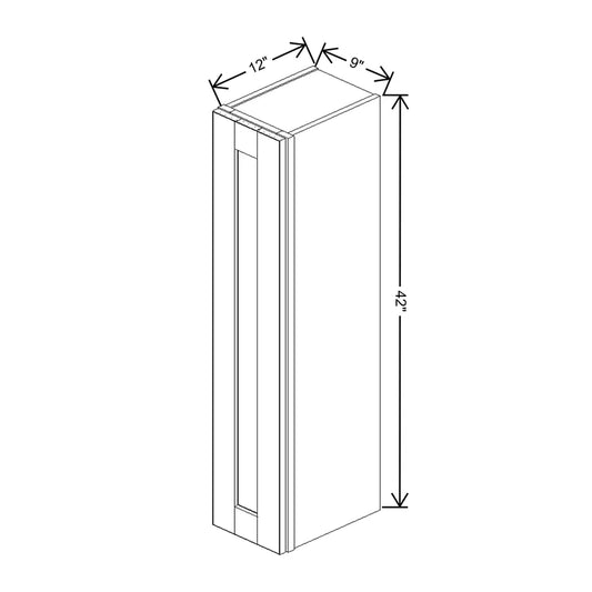 J&K Dove E1 Single Door Wall Cabinet - 09" W x 42" H