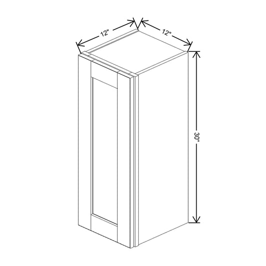 J&K Dove E1 Single Door Wall Cabinet - 12" W x 30" H