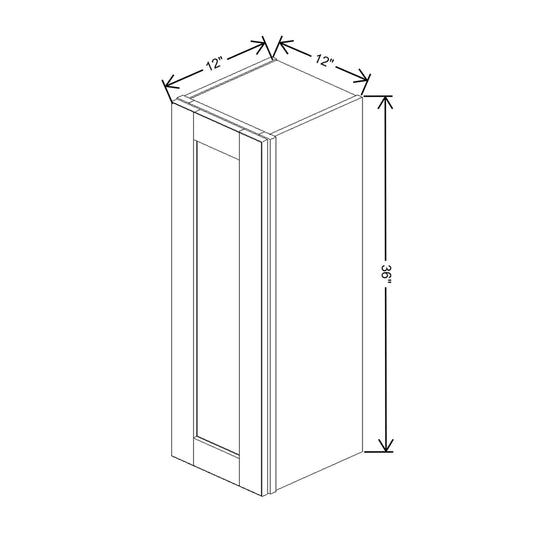 J&K Dove E1 Single Door Wall Cabinet - 12" W x 36" H