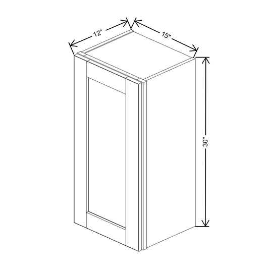 J&K Dove E1 Single Door Wall Cabinet - 15" W x 30" H