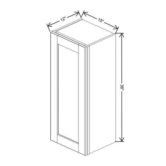 J&K Dove E1 Single Door Wall Cabinet - 15" W x 36" H