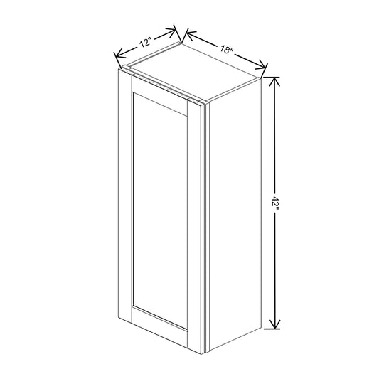 J&K Dove E1 Single Door Wall Cabinet - 18" W x 42" H