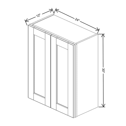 J&K Mocha Glazed K10 Double Door Wall Cabinet - 24" W x 30" H