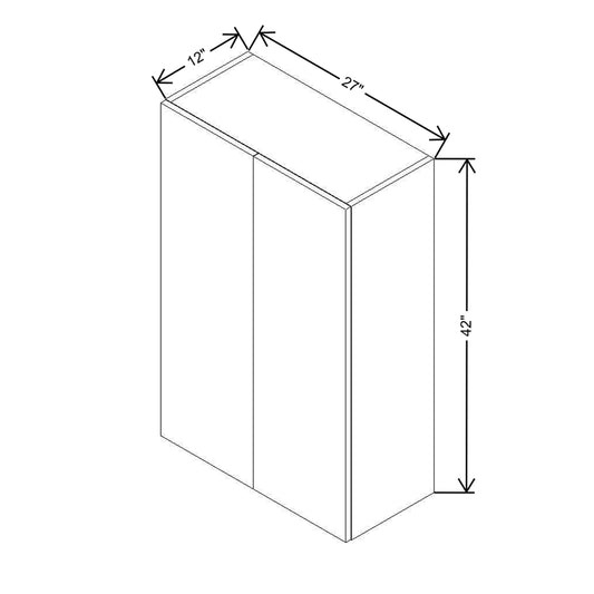 CNC Country Oak Honey 27" W X 42" H Double Door Wall Cabinet