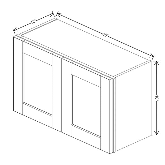 J&K Dove E1 Double Door Wall Cabinet - 30" W x 18" H