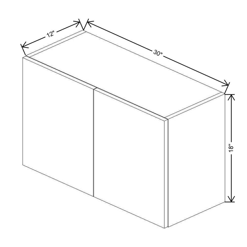 CNC Classic Broadway Walnut 30" W X 18" H Double Door Wall Cabinet