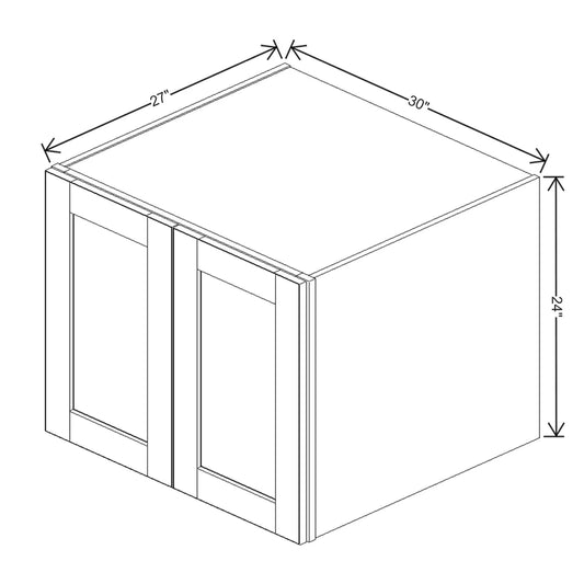 J&K White Shaker S8 Refrigerator Wall Cabinet - 30" W x 24" H x 27" D