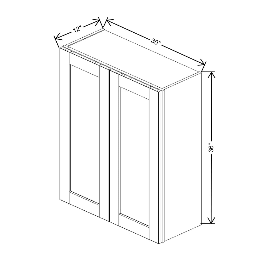 J&K Charcoal E2 Double Door Wall Cabinet - 30" W x 36" H
