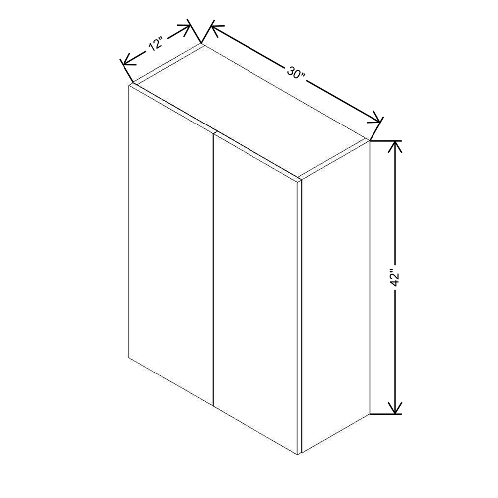 CNC Classic Broadway Walnut 30" W X 42" H Double Door Wall Cabinet