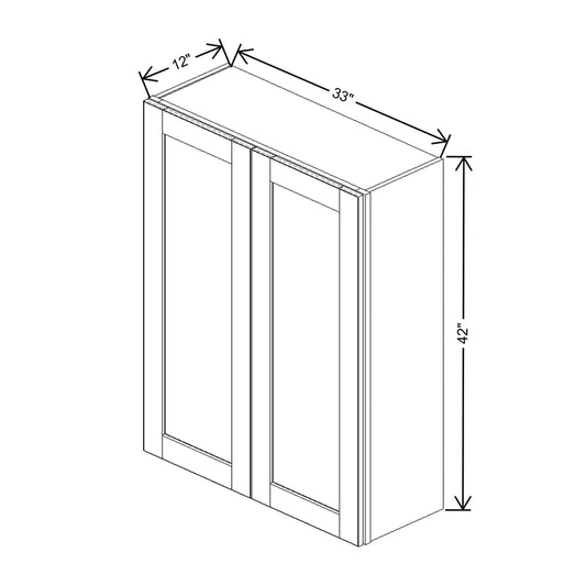 J&K Java Coffee S1 Double Door Wall Cabinet - 33" W x 42" H