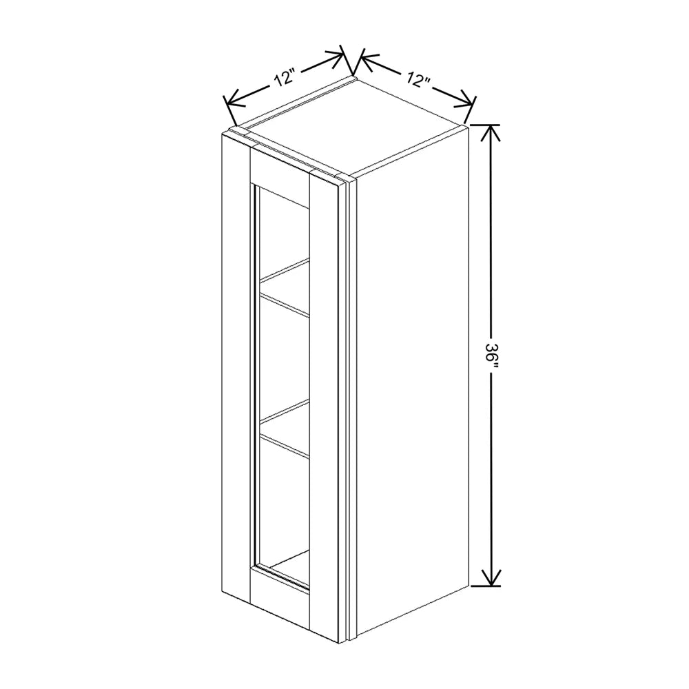 J&K Pure B5 Wall Glass Cabinet - 12" W x 36" H (No Glass Insert)