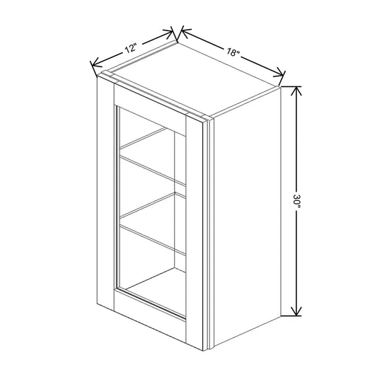 J&K Mocha Glazed K10 Wall Glass Cabinet - 18" W x 30" H (No Glass Insert)