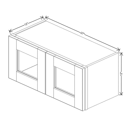 J&K Pure B5 Wall Glass Cabinet - 27" W x 12" H (No Glass Insert)