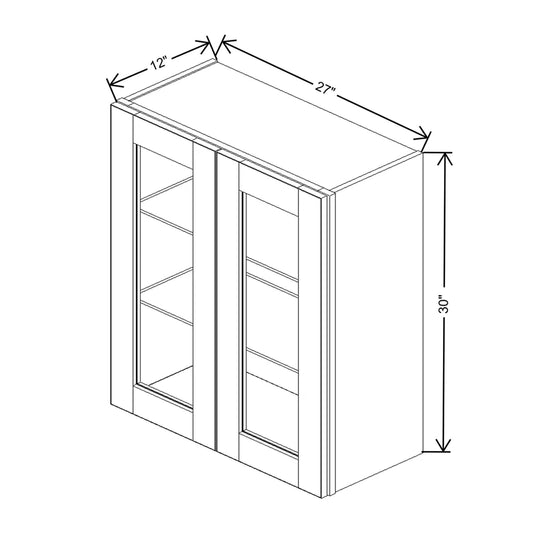 J&K Pure B5 Wall Glass Cabinet - 27" W x 30" H (No Glass Insert)