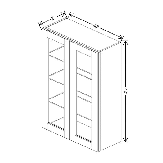 J&K Pearl Glazed H9 Wall Glass Cabinet - 30" W x 42" H (No Glass Insert)
