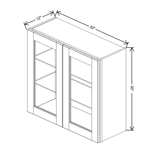J&K Mahogany J5 Wall Glass Cabinet - 33" W x 30" H (No Glass Insert)