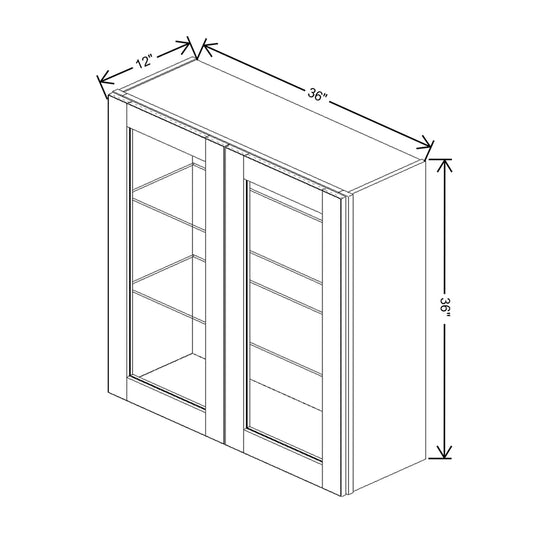 J&K Java Coffee S1 Wall Glass Cabinet - 36" W x 36" H (No Glass Insert)
