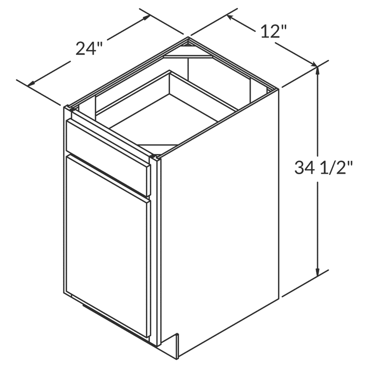 Base Kitchen Cabinet B12 Newport LessCare 12 in. width 34.5 in. height 24 in. depth