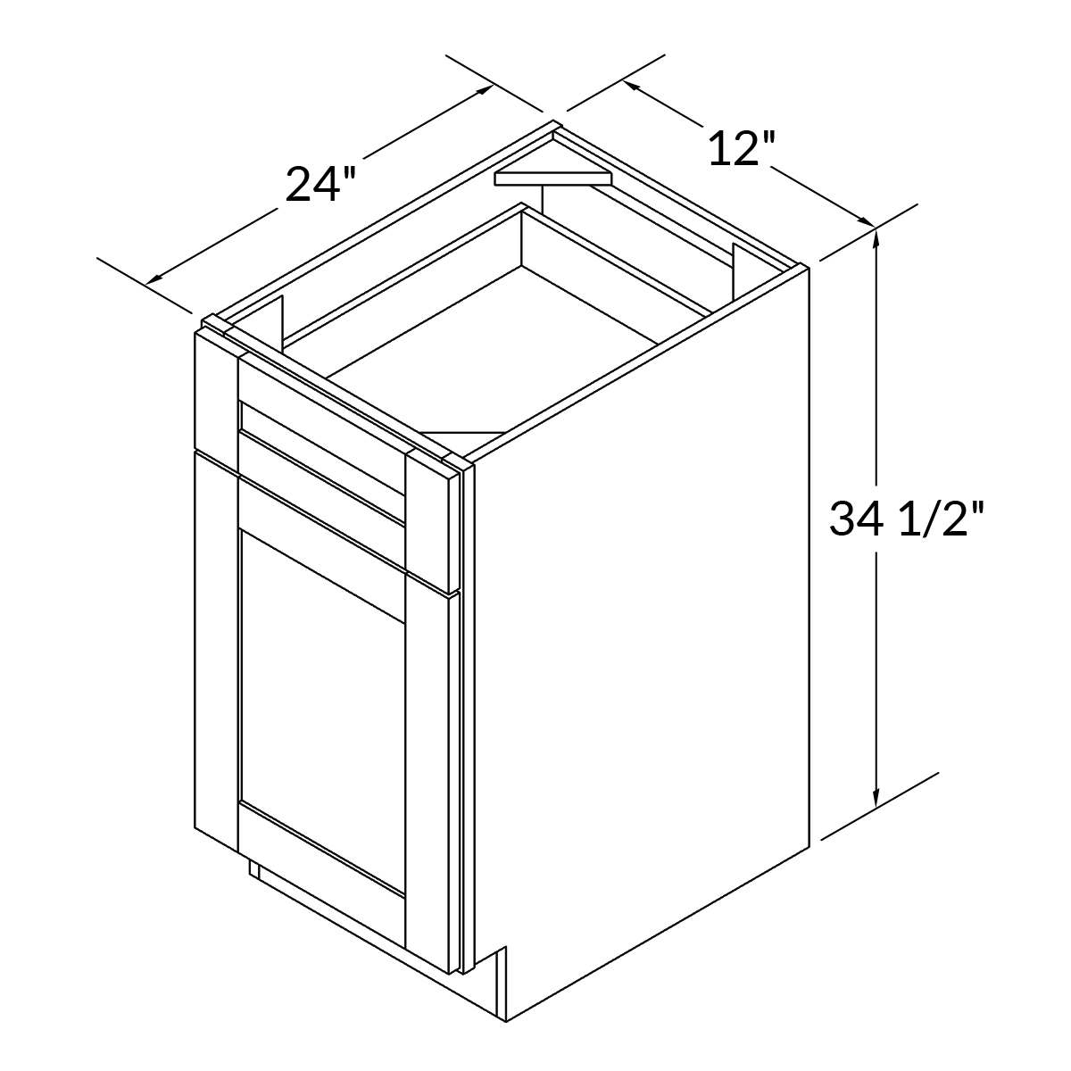 Base Kitchen Cabinet B12 Shaker Toffee LessCare 12 in. width 34.5 in. height 24 in. depth