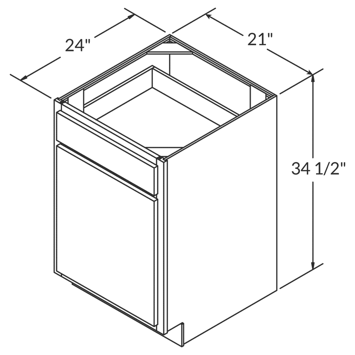 Base Kitchen Cabinet B21 Newport LessCare 21 in. width 34.5 in. height 24 in. depth