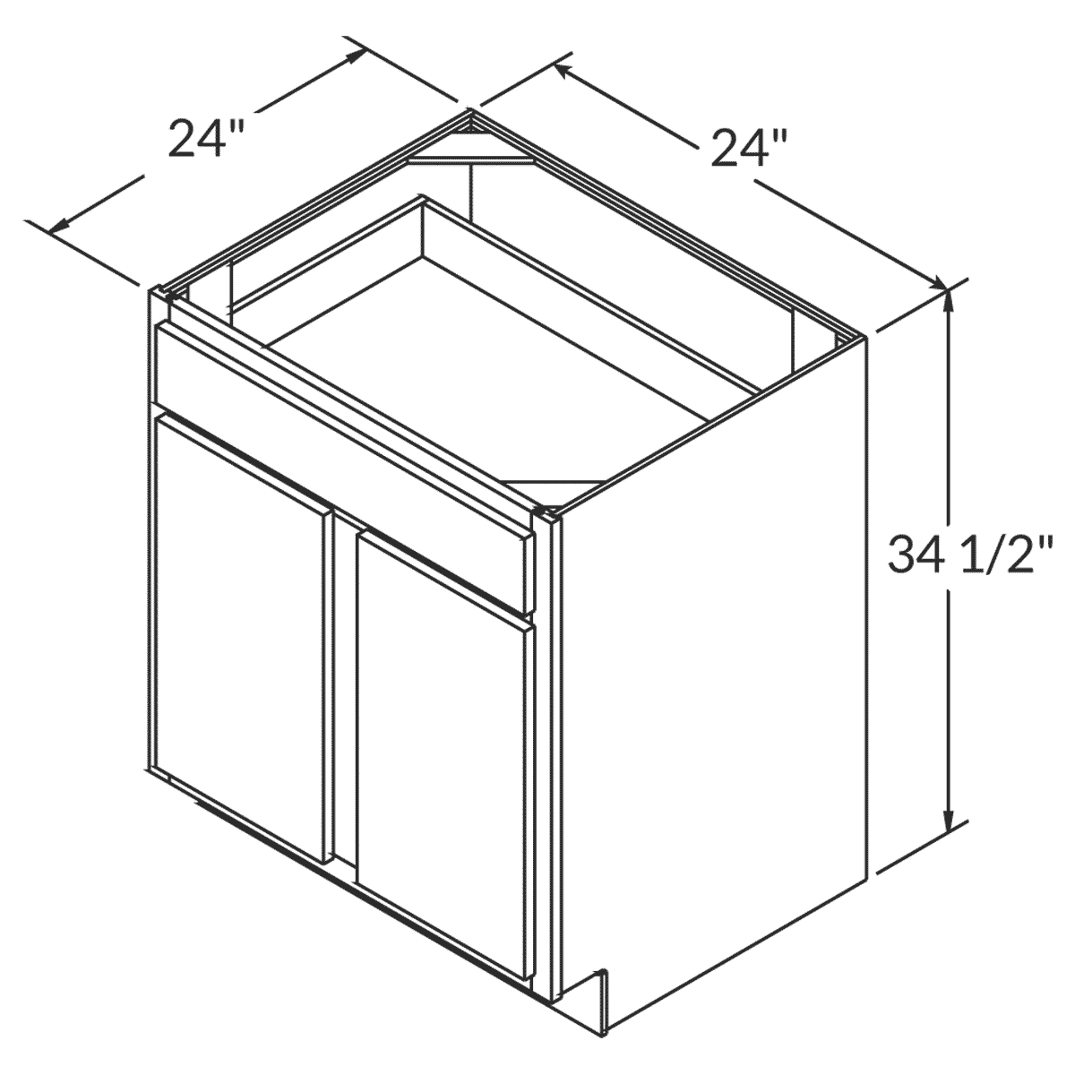 Base Kitchen Cabinet B24 Newport LessCare 24 in. width 34.5 in. height 24 in. depth