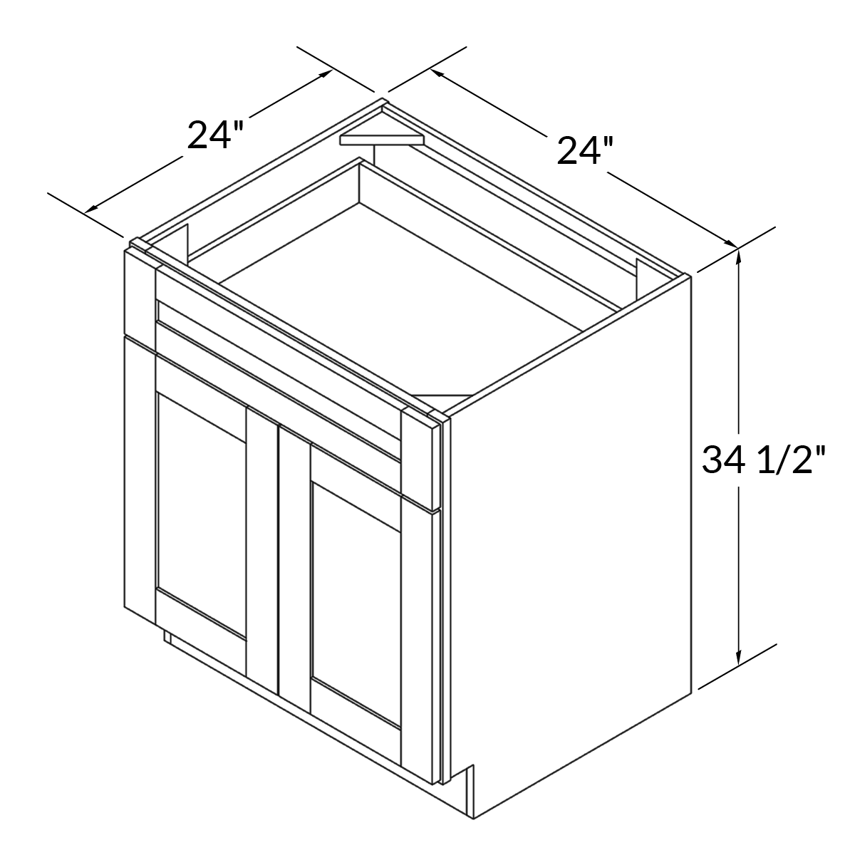 Base Kitchen Cabinet B24 Milan Pearl LessCare 24 in. width 34.5 in. height 24 in. depth