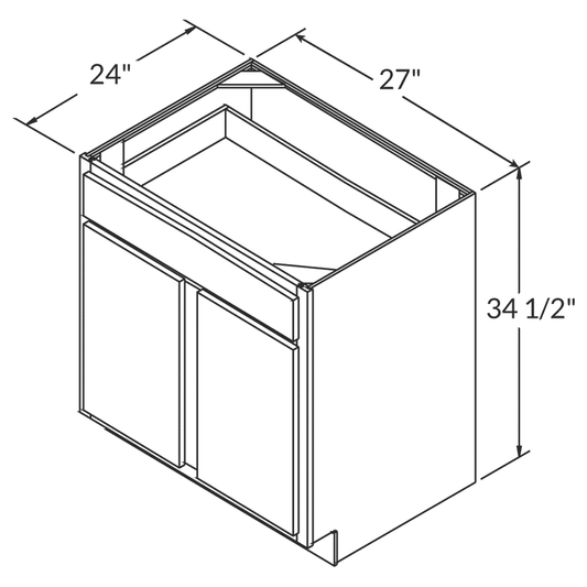 Base Kitchen Cabinet B27 Newport LessCare 27 in. width 34.5 in. height 24 in. depth