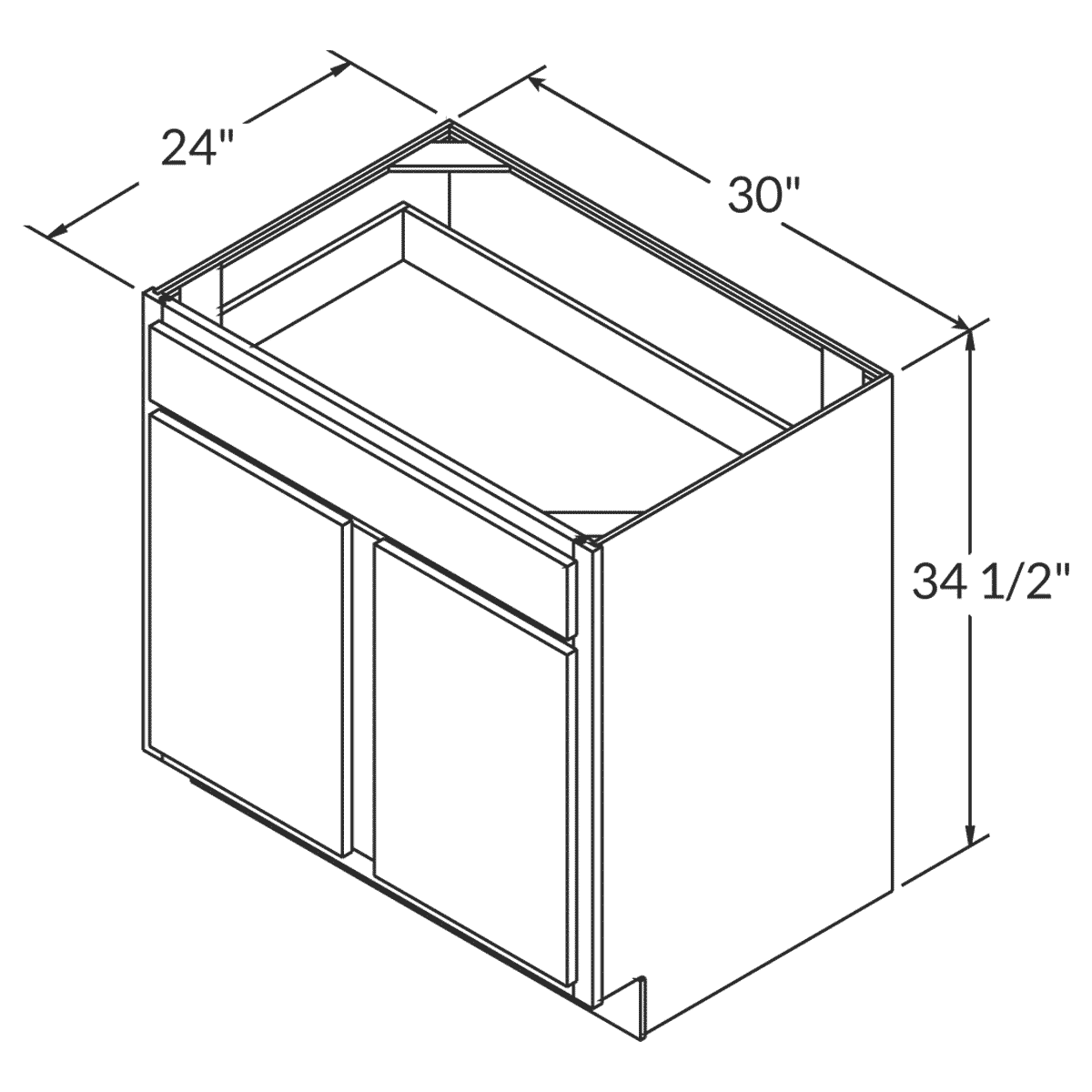 Base Kitchen Cabinet B30 Newport LessCare 30 in. width 34.5 in. height 24 in. depth