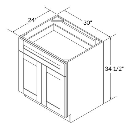 Base Kitchen Cabinet B30 Danbury Blue LessCare 30 in. width 34.5 in. height 24 in. depth