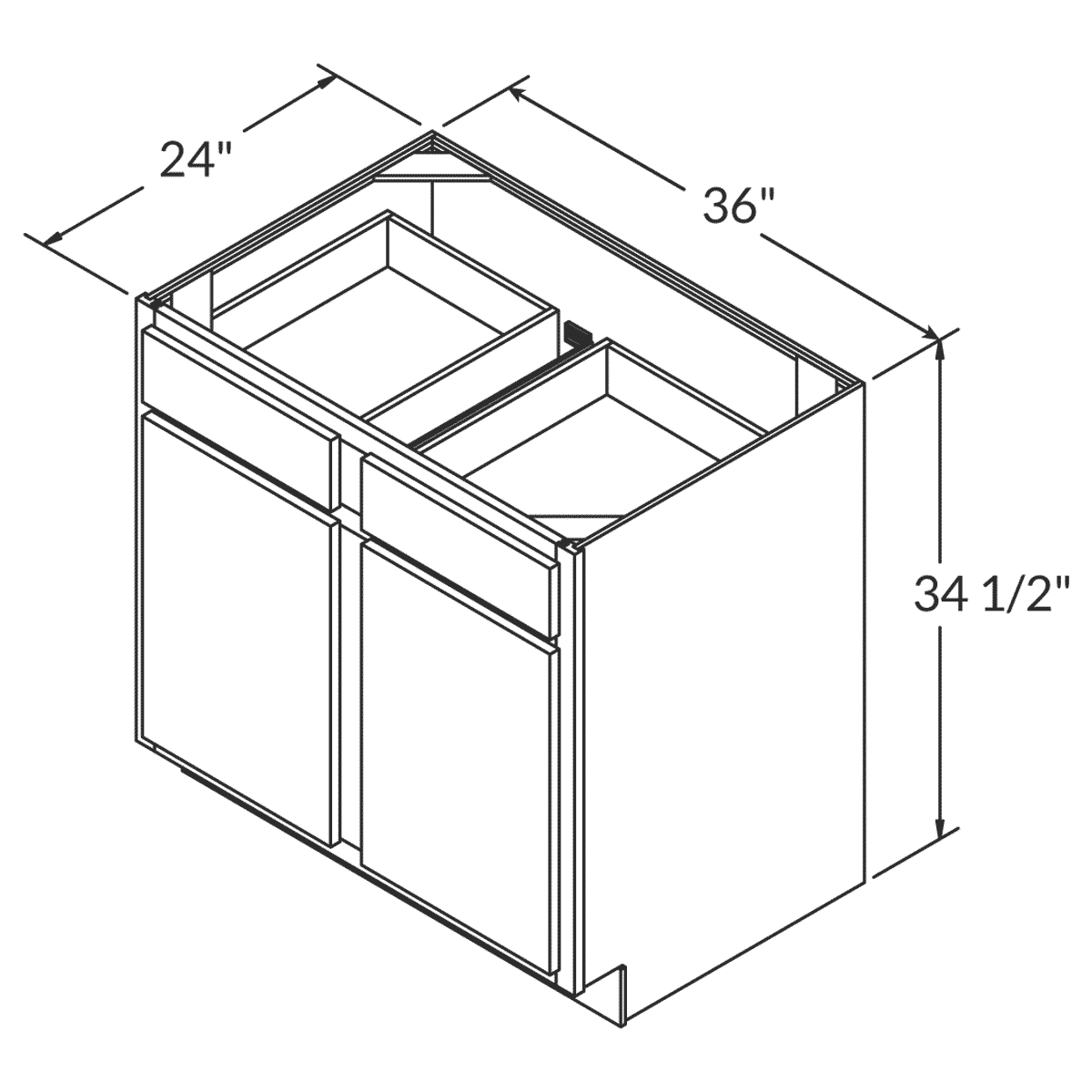 Base Kitchen Cabinet B36 Newport LessCare 36 in. width 34.5 in. height 24 in. depth