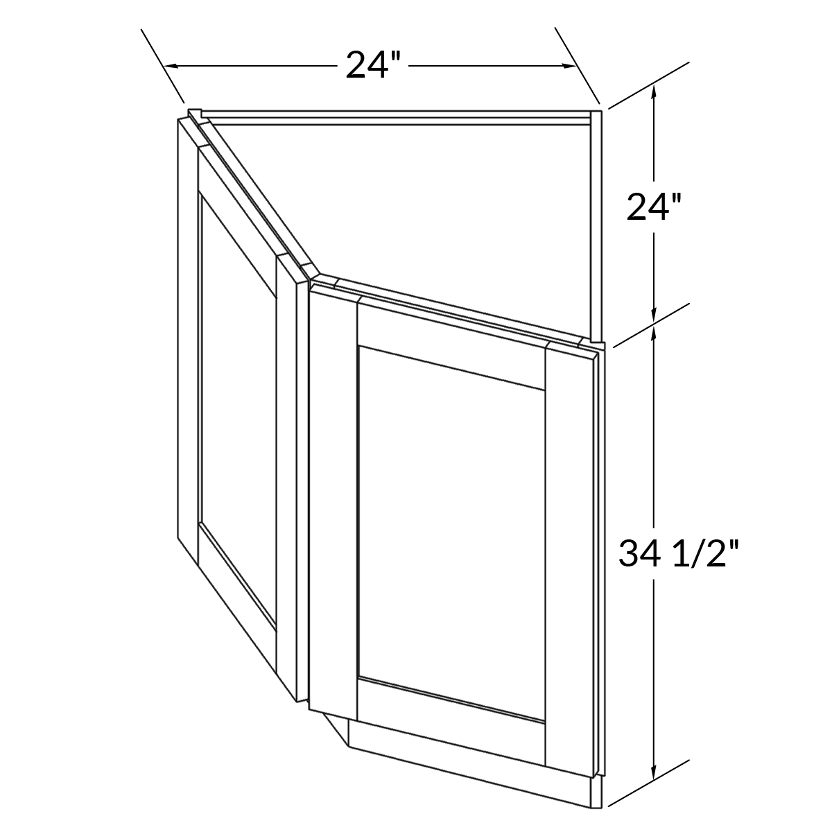 Base End 24" Wide Gray Shaker Cabinet