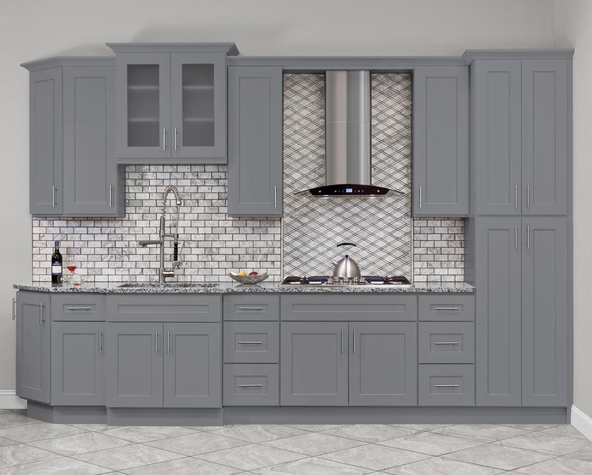 Wall End Kitchen Cabinet WEC1236 Colonial Gray LessCare 12 in. width 36 in. height 12 in. depth