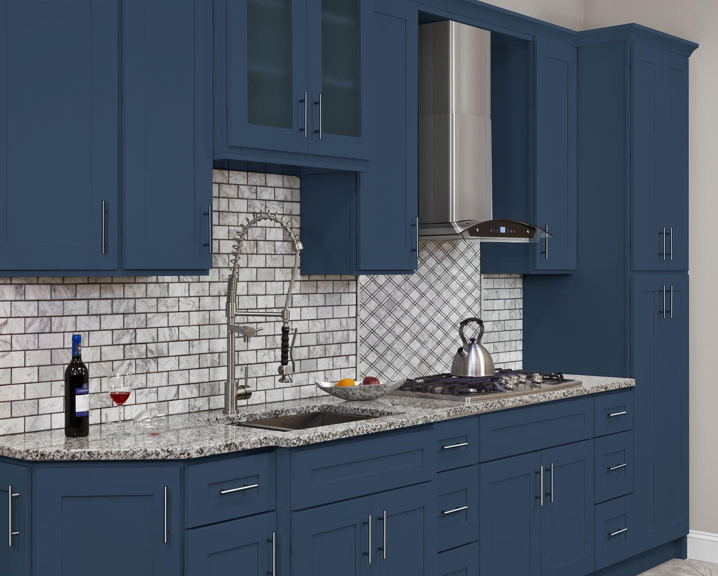 Wall Kitchen Cabinet W3315 Danbury Blue LessCare 33 in. width 15 in. height 12 in. depth