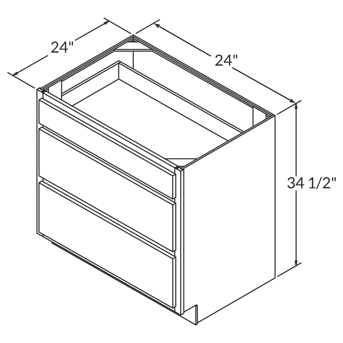 Drawer Base Kitchen Cabinet DB24 Newport LessCare 24 in. width 34.5 in. height 24 in. depth