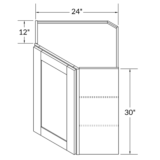 Diagonal Corner Kitchen Cabinet DC2430 Danbury Blue LessCare 24 in. width 30 in. height 12 in. depth