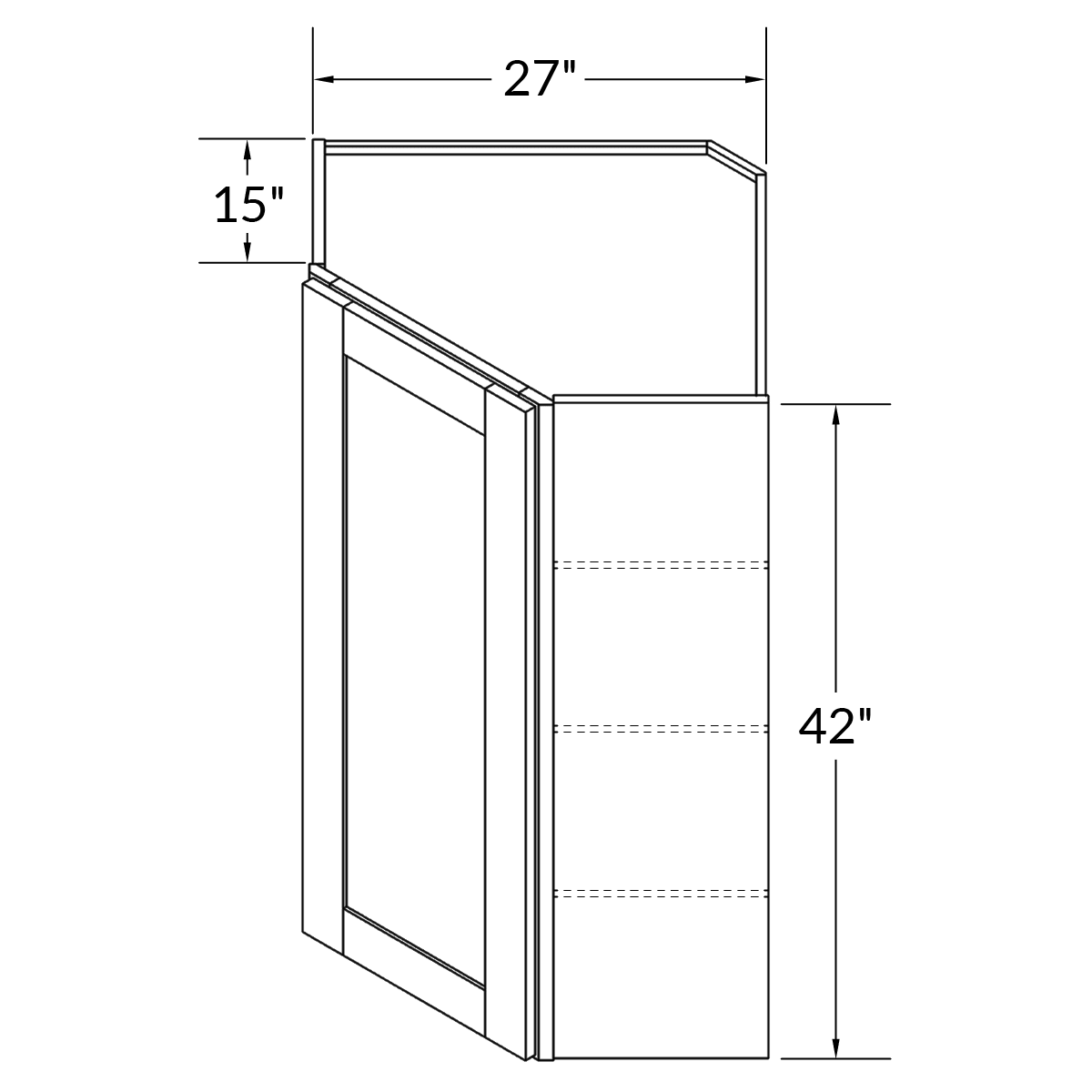 Diagonal Corner Kitchen Cabinet DC2742 Alpina White LessCare 27 in. width 42 in. height 15 in. depth