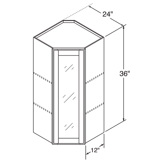 Mullion Diagonal Corner Wall Kitchen Cabinet DCMD2436 Milan Pearl LessCare 24 in. width 36 in. height 12 in. depth