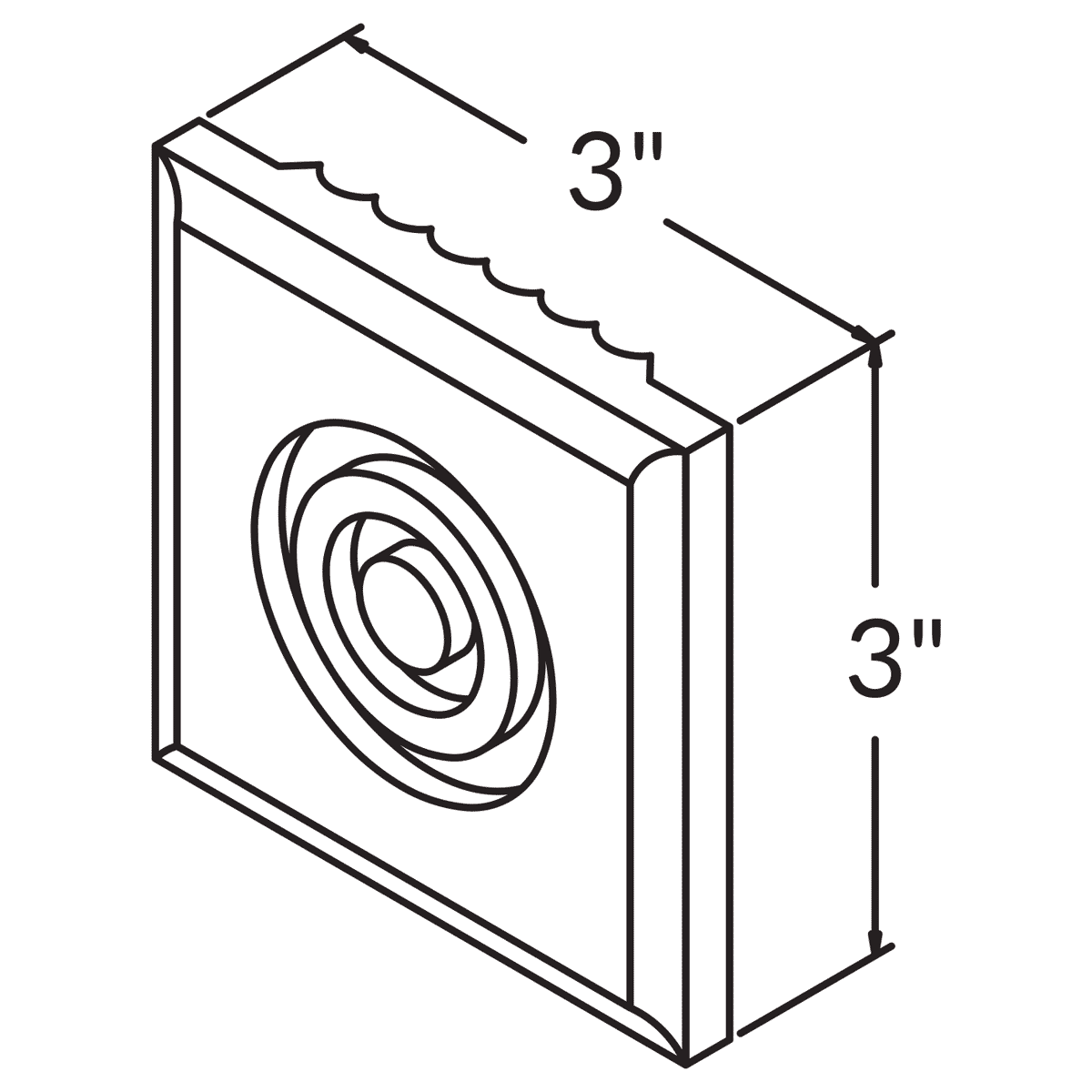 Rosette Molding FFROS3X3 Danbury Blue LessCare 3 in. width 3 in. height