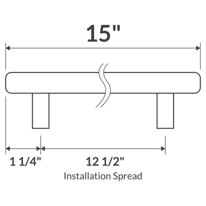 15" Brushed Nickel Bar-Style Handle/Pull LDH-15