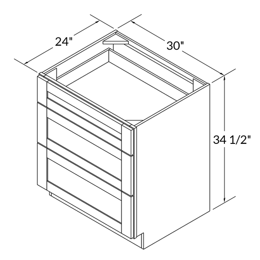 Linen Range Base Kitchen Cabinet LRB30 Milan Pearl LessCare 30 in. width 34.5 in. height 24 in. depth