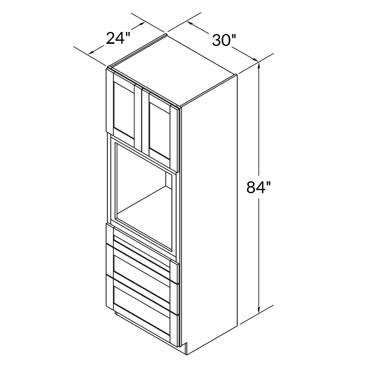 Oven Universal 84" by 30" Wide Gray Shaker Cabinet