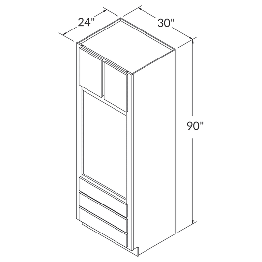 Oven Kitchen Cabinet OC3090 Newport LessCare 30 in. width 90 in. height 24 in. depth