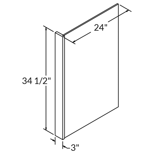 Dishwasher End Panel Molding PEPR335 Danbury Blue LessCare 3 in. width 34.5 in. height 24 in. depth