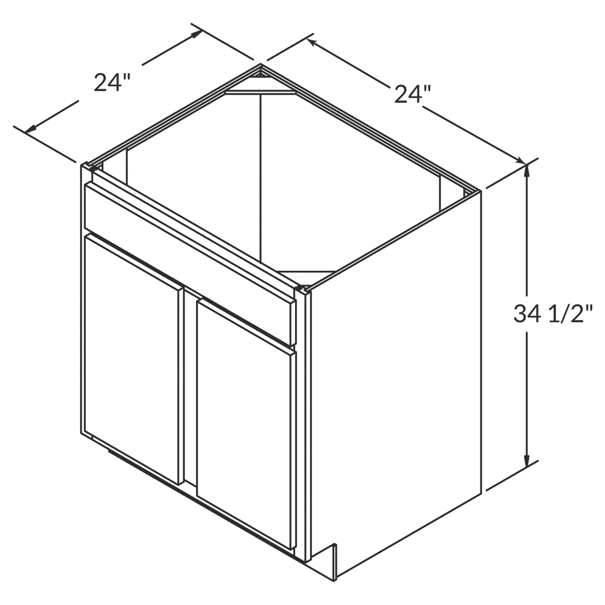 Sink Base Kitchen Cabinet SB24 Newport LessCare 24 in. width 34.5 in. height 24 in. depth