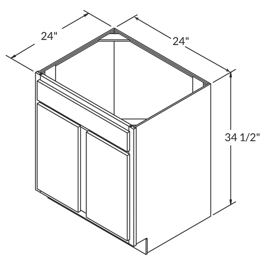 Sink Base Kitchen Cabinet SB24 Newport LessCare 24 in. width 34.5 in. height 24 in. depth