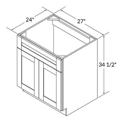 Sink Base Kitchen Cabinet SB27 Milan Pearl LessCare 27 in. width 34.5 in. height 24 in. depth