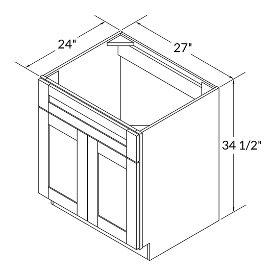 Sink Base Kitchen Cabinet SB27 Alpina White LessCare 27 in. width 34.5 in. height 24 in. depth