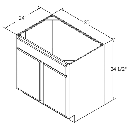 Sink Base Kitchen Cabinet SB30 Newport LessCare 30 in. width 34.5 in. height 24 in. depth