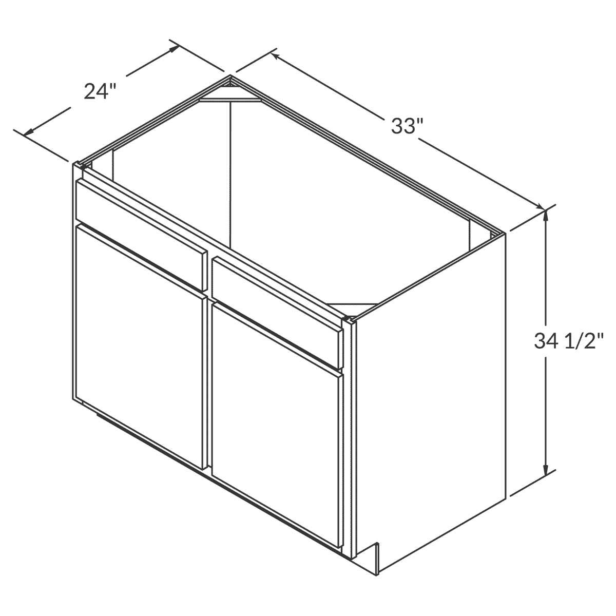 Sink Base Kitchen Cabinet SB33 Newport LessCare 33 in. width 34.5 in. height 24 in. depth