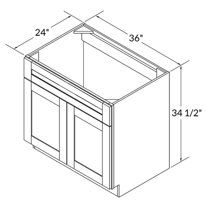 Sink Base Kitchen Cabinet SB36 Danbury Blue LessCare 36 in. width 34.5 in. height 24 in. depth